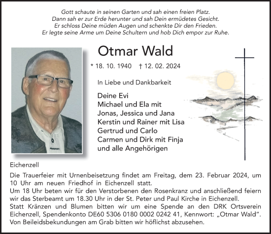 Traueranzeige von Otmar Wald von FZ