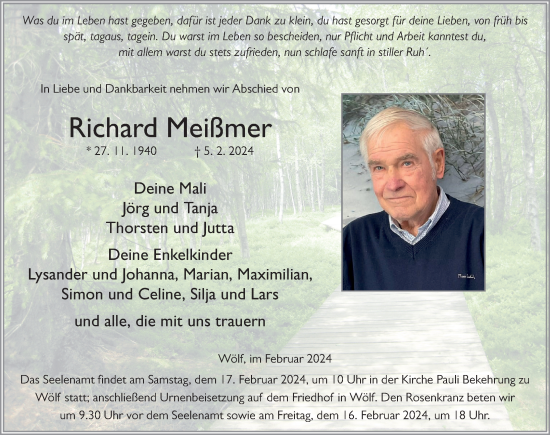 Traueranzeige von Richard Meißmer von FZ