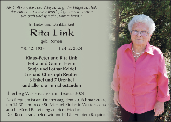 Traueranzeige von Rita Link von FZ