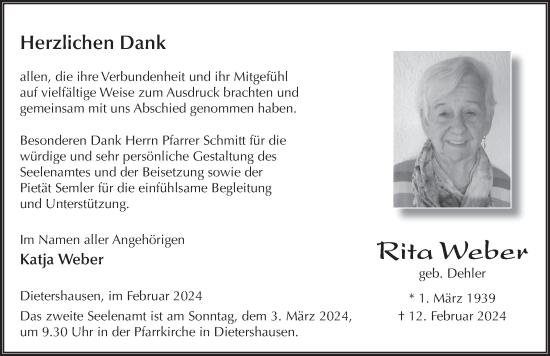 Traueranzeige von Rita Weber von FZ