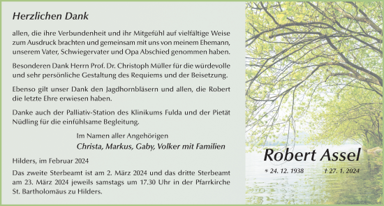 Traueranzeige von Robert Assel von FZ