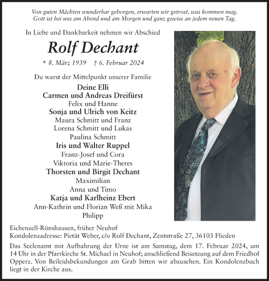 Traueranzeige von Rolf Dechant von FZ