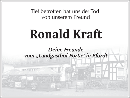 Traueranzeige von Ronald Kraft von FZ