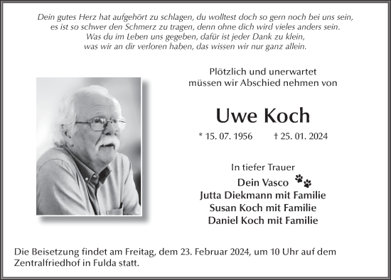Traueranzeige von Uwe Koch von FZ