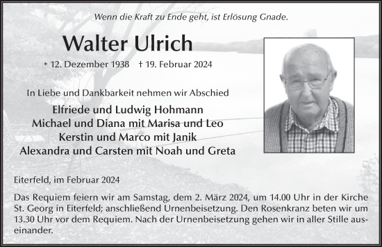Traueranzeige von Walter Ulrich von FZ