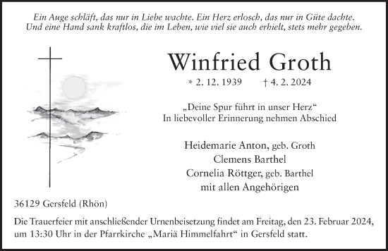 Traueranzeige von Winfried Groth von FZ