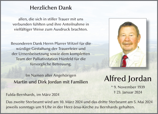 Traueranzeige von Alfred Jordan von FZ