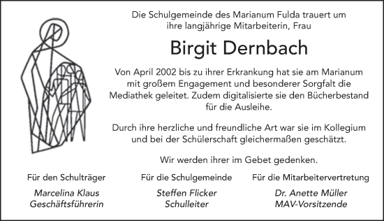 Traueranzeige von Birgit Dernbach von FZ
