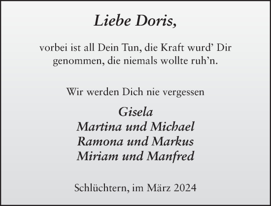 Traueranzeige von Dorothea Breitenbach von FZ