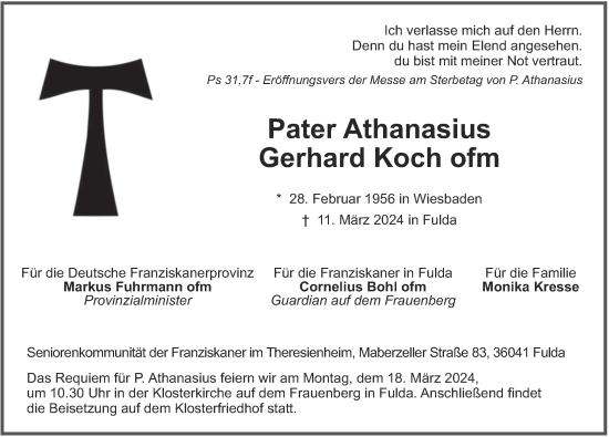 Traueranzeige von Gerhard Koch von FZ