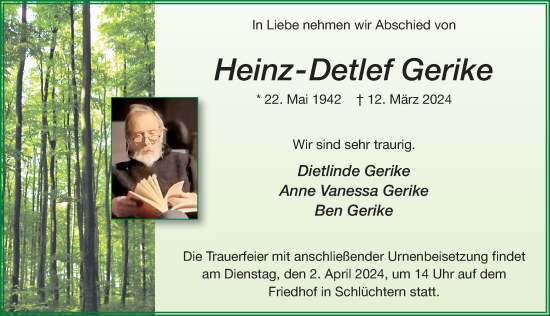Traueranzeige von Heinz-Detlef Gerike von FZ