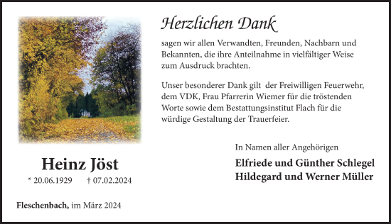 Traueranzeige von Heinz Jöst von FZ
