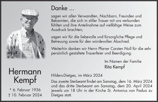 Traueranzeige von Hermann Kempf von FZ