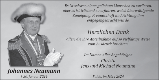 Traueranzeige von Johannes Neumann von FZ