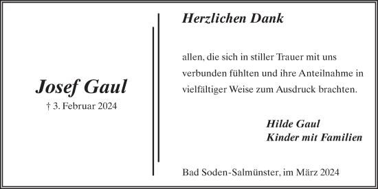 Traueranzeige von Josef Gaul von FZ