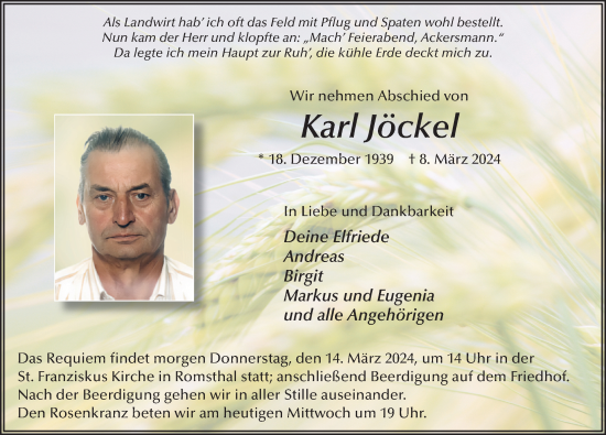 Traueranzeige von Karl Jöckel von FZ