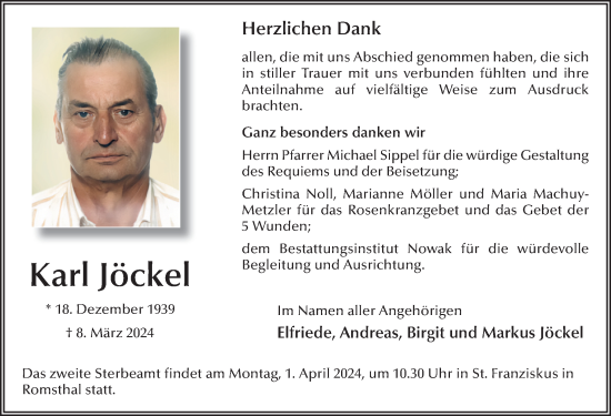 Traueranzeige von Karl Jöckel von FZ
