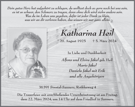 Traueranzeige von Katharina Heil von FZ