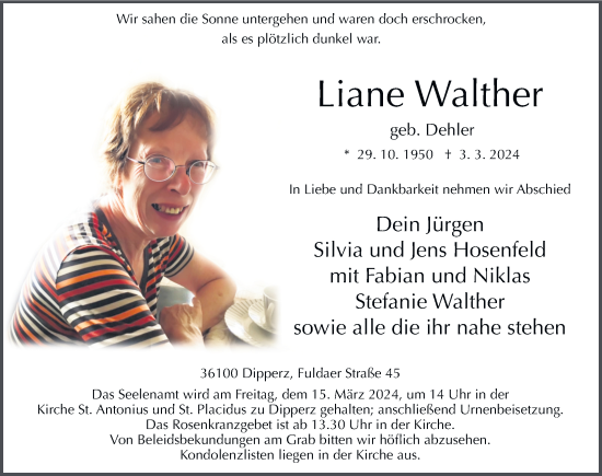 Traueranzeige von Liane Walther von FZ