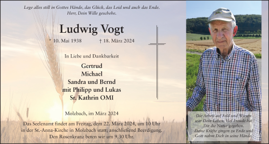 Traueranzeige von Ludwig Vogt von FZ