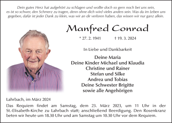 Traueranzeige von Manfred Conrad von FZ