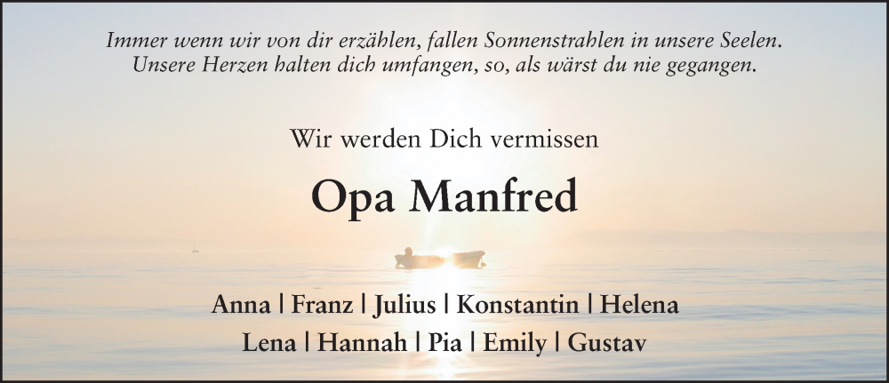  Traueranzeige für Manfred Conrad vom 21.03.2024 aus FZ