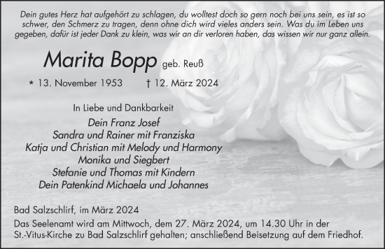 Traueranzeige von Marita Bopp von FZ