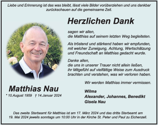 Traueranzeige von Matthias Nau von FZ