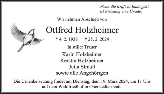 Traueranzeige von Ottfred Holzheimer von FZ