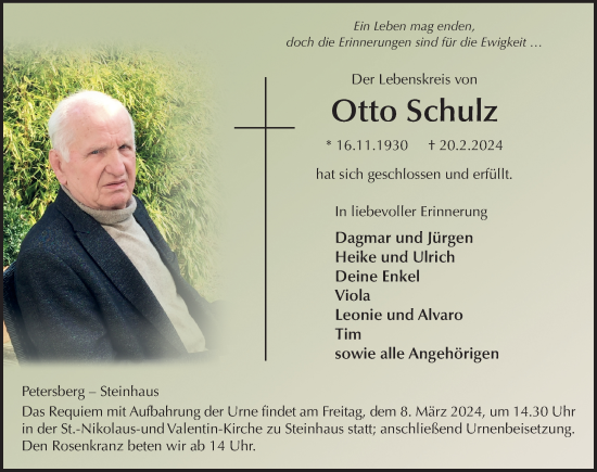 Traueranzeige von Otto Schulz von FZ