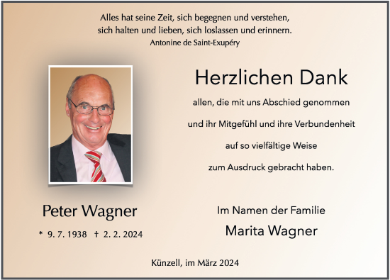 Traueranzeige von Peter Wagner von FZ
