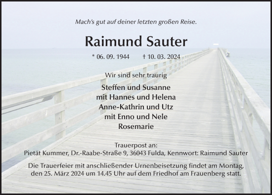 Traueranzeige von Raimund Sauter von FZ