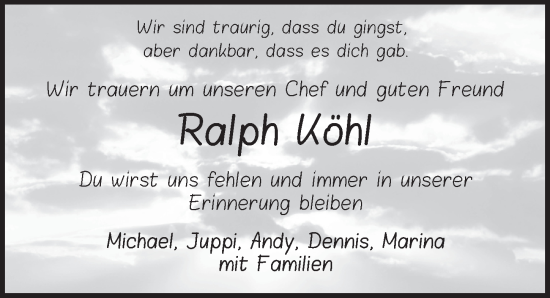 Traueranzeige von Ralph Köhl von FZ