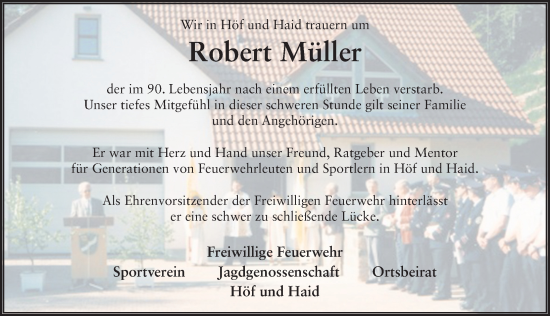 Traueranzeige von Robert Müller von FZ