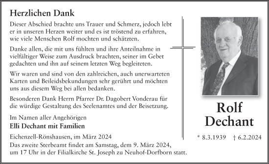 Traueranzeige von Rolf Dechant von FZ