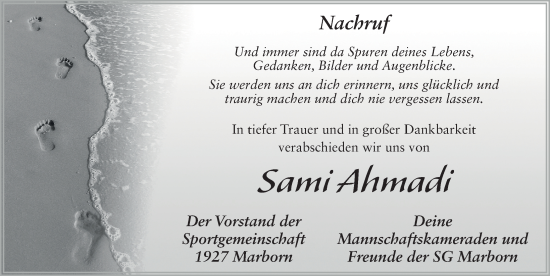 Traueranzeige von Sami Ahmadi von FZ