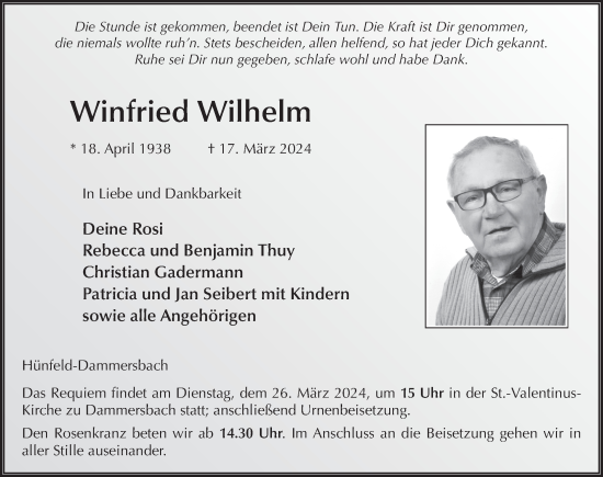 Traueranzeige von Winfried Wilhelm von FZ