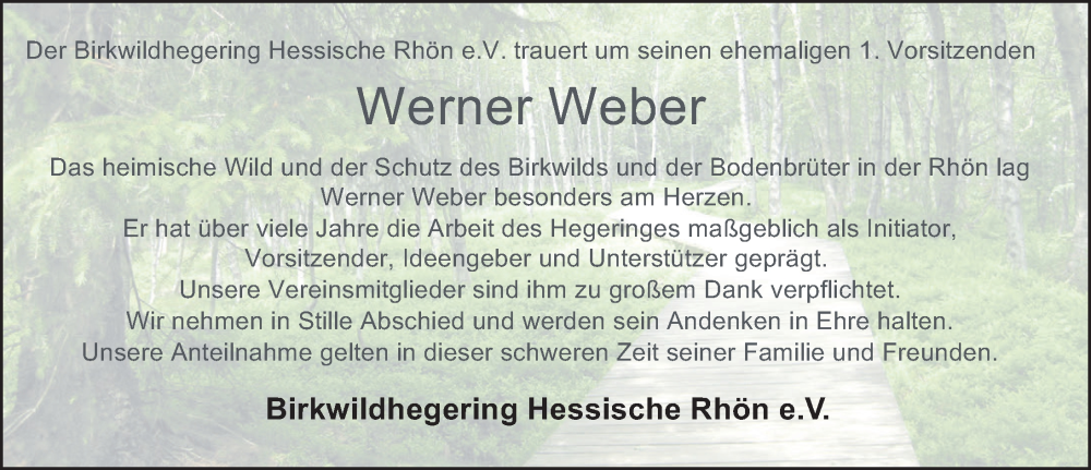  Traueranzeige für Werner Weber vom 25.04.2024 aus FZ