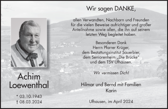 Traueranzeige von Achim Loewenthal von FZ