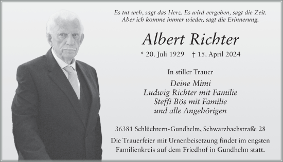 Traueranzeige von Albert Richter von FZ