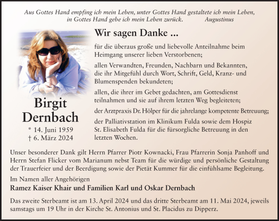 Traueranzeige von Birgit Dernbach von FZ