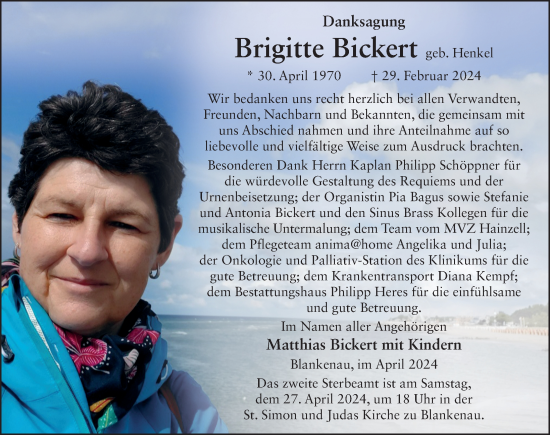 Traueranzeige von Brigitte Bickert von FZ