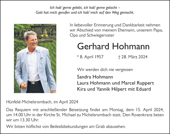 Traueranzeige von Gerhard Hohmann von FZ