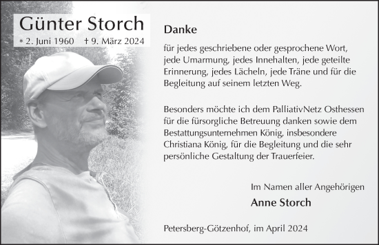 Traueranzeige von Günter Storch von FZ