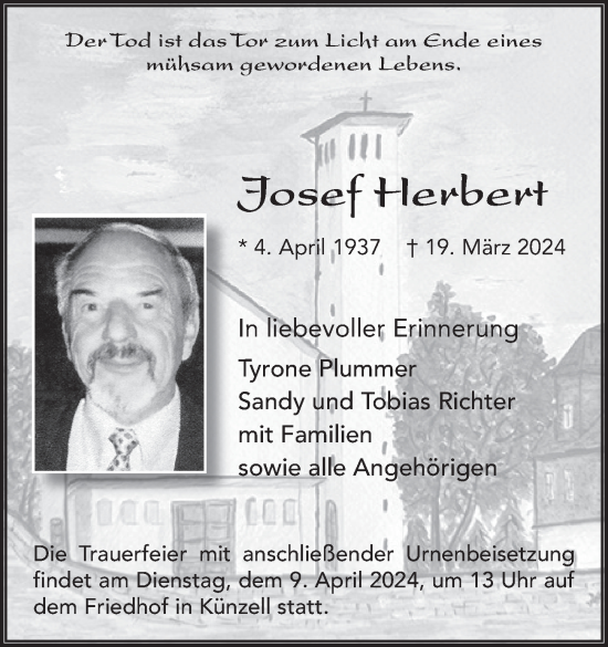 Traueranzeige von Josef Herbert von FZ