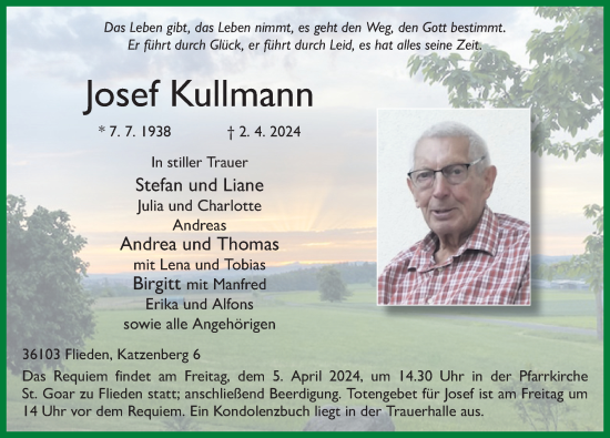 Traueranzeige von Josef Kullmann von FZ