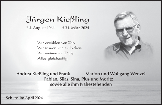 Traueranzeige von Jürgen Kießling von FZ