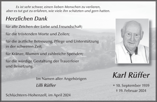 Traueranzeige von Karl Rüffer von FZ