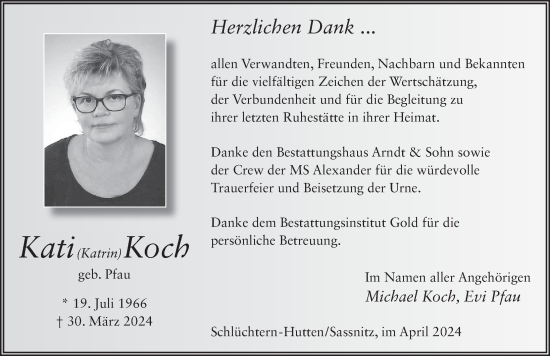 Traueranzeige von Katrin Koch von FZ