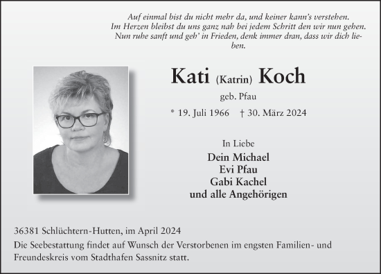 Traueranzeige von Katrin Koch von FZ